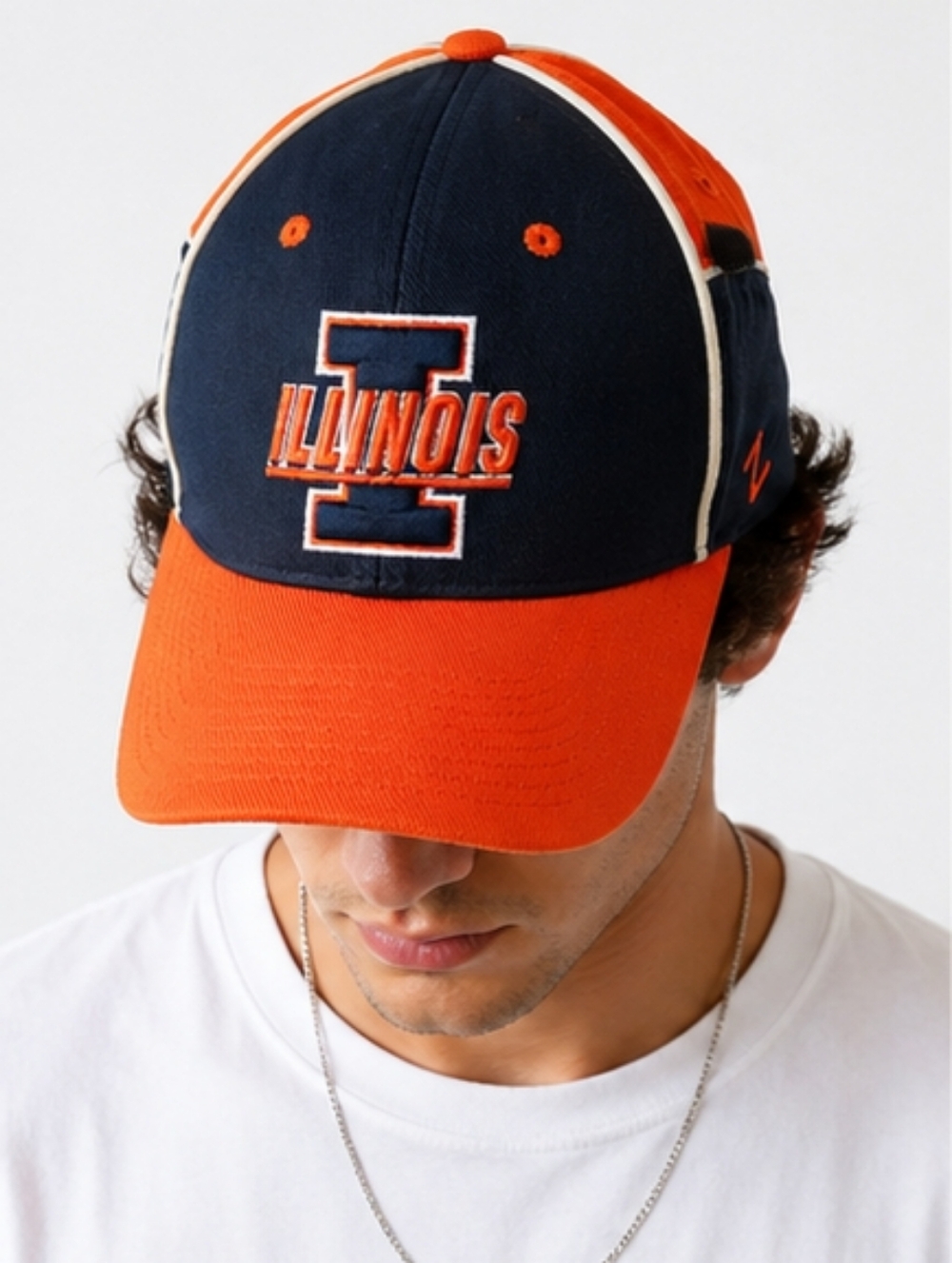 Illinois Fighting Illini Zephyr Hat Navy Orange Adjustable Velcro Strap Cap NCAA